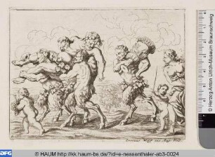 Bacchus wird von drei Satyrn getragen