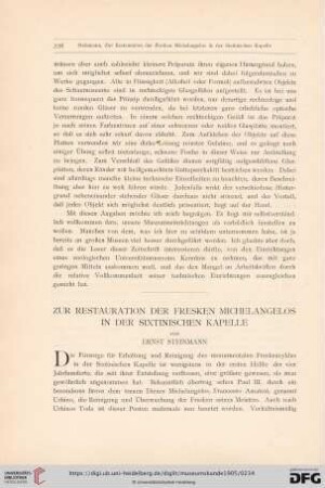 1: Zur Restauration der Fresken Michelangelos in der Sixtinischen Kapelle