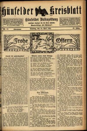 Zweite Ausgabe vom Samstag, den 19. April 1924.