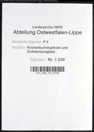 Kirchenbuchduplikate der katholischen Gemeinde (GHT 1841). (Gemeinde: Benninghausen, katholische Gemeinde)