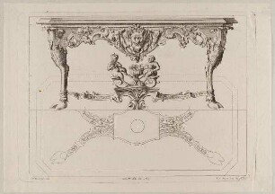 Grund- und Aufriss eines Tisches, Blatt 3 aus der Folge "Livre des Tables françoises nouvellement inventées par C.F. Rudolph"