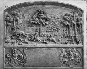 Gedenktafel zur Erbauung des Jagdschlosses Grünau bei Neuburg/ Donau durch Pfalzgraf Ottheinrich