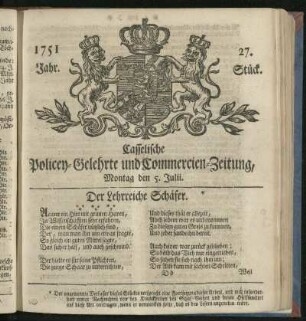 27. Stueck, Montag den 5. Julii 1751