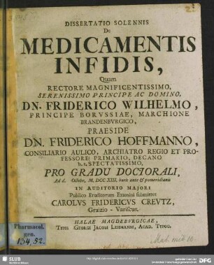 Dissertatio Solennis De Medicamentis Infidis