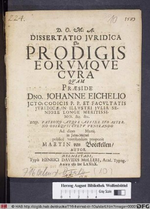 Dissertatio Iuridica De Prodigis Eorumque Cura