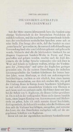 Dritter Abschnitt – Die Sanskrit-Literatur der Gegenwart