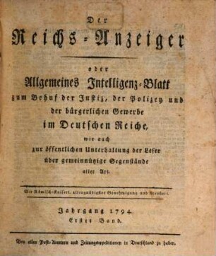 Kaiserlich privilegirter Reichs-Anzeiger. 1794, 1