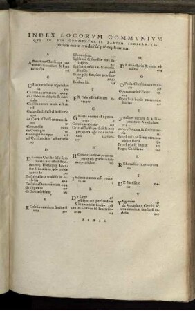 Index Locorum Communium Qui In His Commentariis Partim Indicantur, partim etiam erudite & pie explcantur