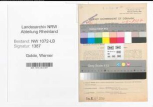 Entnazifizierung Werner Golde , geb. 07.07.1906 (Lehrer)