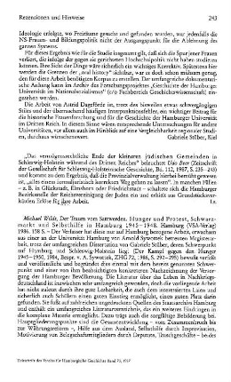 Wildt, Michael :: Der Traum vom Sattwerden, Hunger und Protest, Schwarzmarkt und Selbsthilfe in Hamburg 1945 - 1948 : Hamburg, VSA-Verlag, 1986