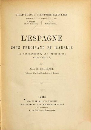 L'Espagne sous Ferdinand et Isabelle