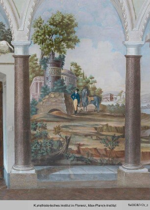 Freskenausmalung mit mythologischen Figuren : Südwand