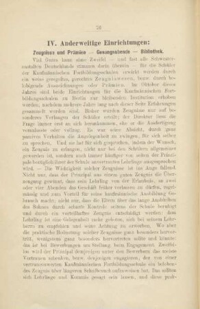 IV. Anderweitige Einrichtungen