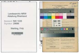 Entnazifizierung Fritz Wehling , geb. 19.01.1899 (Bergmann)
