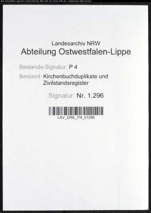 Kirchenbuchduplikat der katholischen Gemeinde Iserlohn (GHT 1818, GHT 1820-1822). (Gemeinde: Iserlohn, katholische Gemeinde)