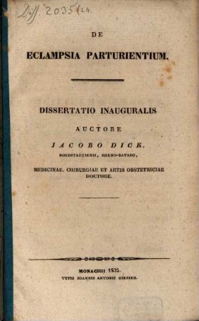De eclampsia parturientium : Diss. inaug.