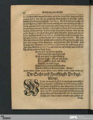 Die Sechs und Funfftzigste Predigt.