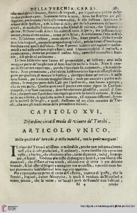 Capitolo XVI. Disordine circa il modo di viuere de'Turchi