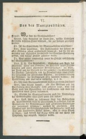 VI. Von den Munizipalitäten