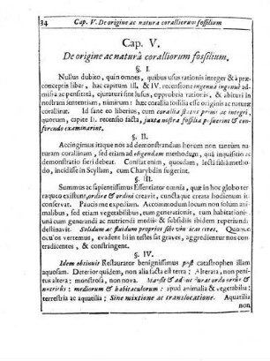 Cap. V. De origine ac natura coralliorum fossilium