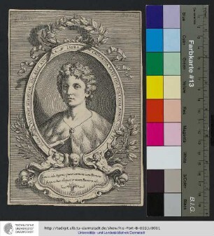Academ. Institut. Scientiar. Soc. Ætat Ann. XX. Laura M[ari]a Catharina Bassi Phil. Doct. Coll. Bonon. Civis Et / Dominicus Fratta del. ; Matthiolus f.