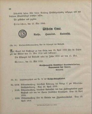 Nr. 95: Inhaltsverzeichnis aus Nr. 78 des Reichs-Gesetzblattes