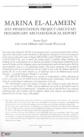 18: Marina el-Alamein : site presentation project (arce/eap) preliminary archaeological report