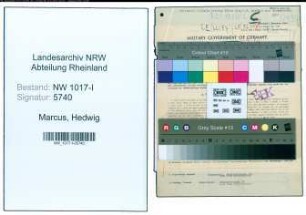 Entnazifizierung Hedwig Marcus , geb. 21.03.1887 (Geschaeftsfuehrerin)