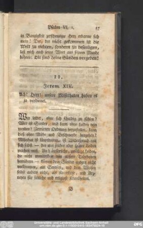 11. Jerem. XIV. Ach! Herr! unsere Missethaten haben es ja verdienet.