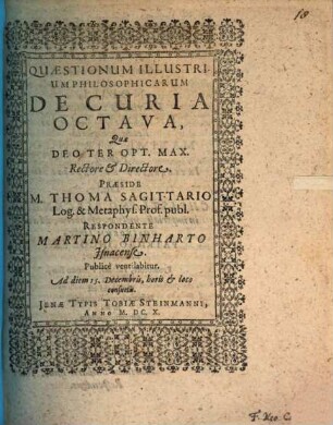 Quaestionum illustrium philosophicarum decuria octava