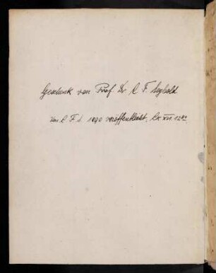 Provenienzvermerk: Geschenk von Prof. Seybold (1915)