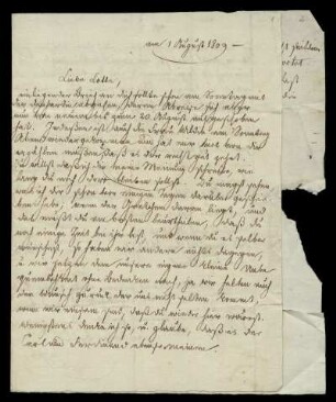 Brief von Jacob Grimm an Charlotte Amalie Grimm