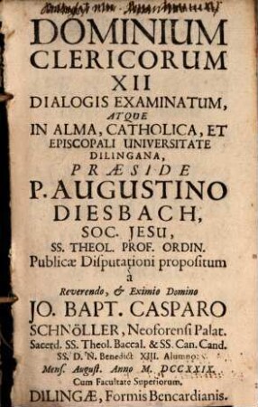 Dominium Clericorum XII Dialogis Examinatum