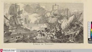 Marines et suite de Galeres ou sont Representez samblables sujets de Vaisseaux, Bl. 5: Combat de Vaisseaux