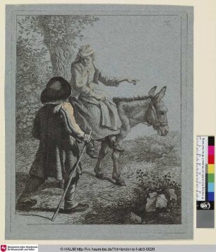 [Der Bauer und ein Mädchen auf dem Esel]
