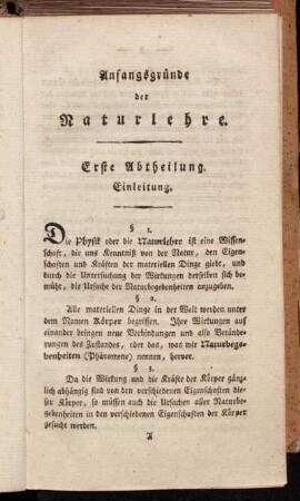 Erste Abtheilung. Einleitung.