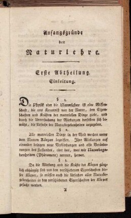 Erste Abtheilung. Einleitung.