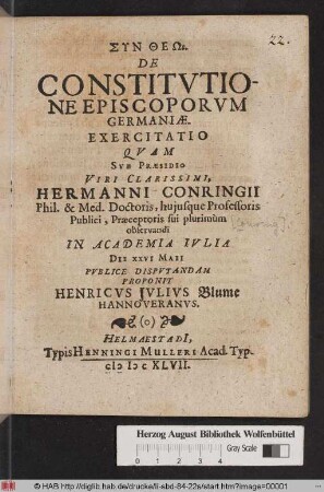 De Constitutione Episcoporum Germaniae. Exercitatio