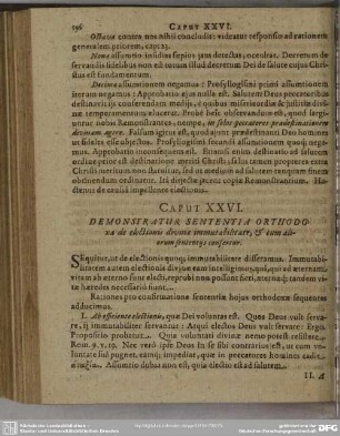 Caput XXVI. Demonstratur Sententia Orthodoxa de electionis divinae immutabilitate, & eum aliorum sententys confertur