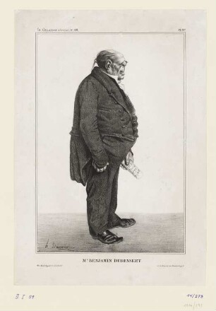 Mr. Benjamin Dudessert, Blatt 287 der Folge "Célébrités de la Caricature", in: "La Caricature: revue morale, judiciaire, littéraire, artistique, fashionable et scénique" n° 138, Paris 1833