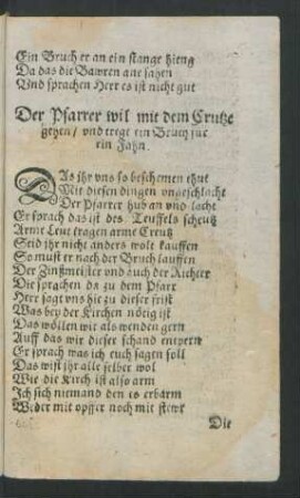 Der Pfarrer wil mit dem Crutze gehen ...