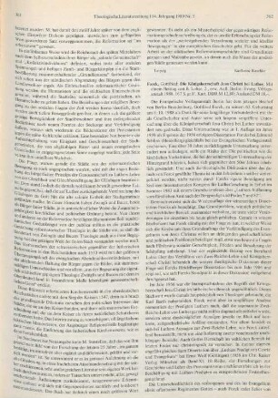 362-363 [Rezension] Forck, Gottfried, Die Königsherrschaft Jesu Christi bei Luther