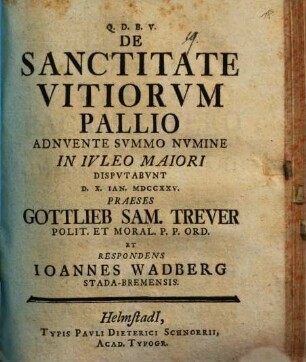 De Sanctitate Vitiorvm Pallio