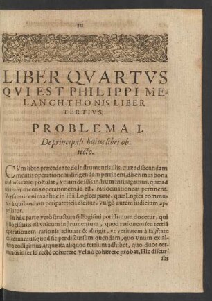 Liber Quartus Qui Est Philippi Melanchthonis Liber Tertius.