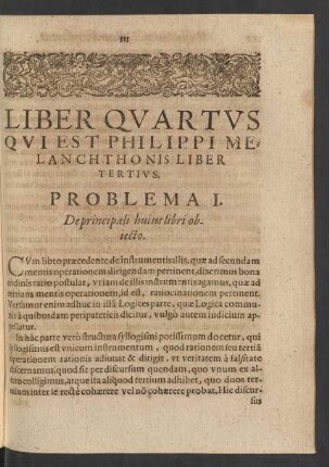Liber Quartus Qui Est Philippi Melanchthonis Liber Tertius.