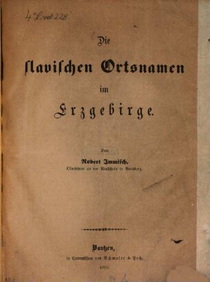 Die slavischen Ortsnamen im Erzgebirge