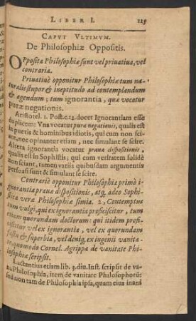 Caput Ultimum De Philosophiae Oppositis.