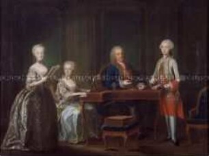 Kaiser Franz I. Stephan mit seinen Kindern, den Erzherzoginnen Maria Anna (Marianne), Maria Elisabeth und dem Erzherzog Leopold (später Kaiser Leopold II.)