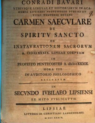 Carmen seculare de Spiritu Sancto