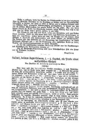 Sallust, bellum Jugurthinium, 1.-4. Kapitel, als Probe einer methodischen Einheit : (Schluß)